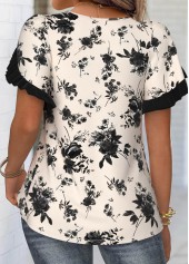 Beige Floral Print Blouse