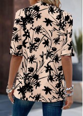 Dusty Pink Button Floral Print Fake Two Piece Twinset | thumb picture 