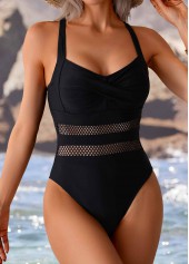 Black Criss Cross One Piece Swimwear
