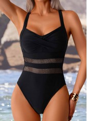 Black Criss Cross One Piece Swimwear | thumb picture 