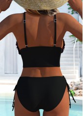 Tie Mid Waisted Floral Print Black Bikini Set | thumb picture 