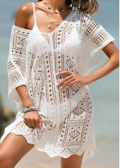 Lightweight White V Neck Cover Up