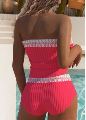 Jacquard Mid Waisted Hot Pink Tankini Set | thumb picture 