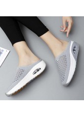 Grey Round Toe Low Heel Slippers | thumb picture 