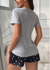 Light Grey Heart Print Lounge Top and Shorts | thumb picture 