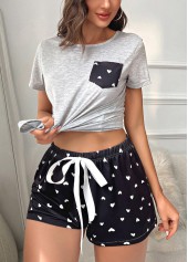 Light Grey Heart Print Lounge Top and Shorts | thumb picture 