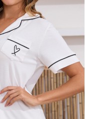 White Short Sleeve Lounge Top and Shorts | thumb picture 