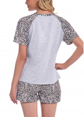 Grey Leopard Short Sleeve Lounge Top and Shorts | thumb picture 