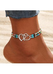 Multi Color Heart Beaded Alloy Anklet