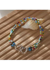 Multi Color Heart Beaded Alloy Anklet | thumb picture 
