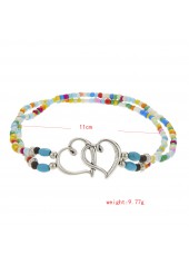 Multi Color Heart Beaded Alloy Anklet | thumb picture 
