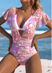 Tie Paisley Print One Piece Swimwear and Bra