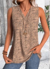 Light Coffee Lightweight Polka Dot Sleeveless Tank Top