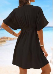 Embroidery Black V Neck Short Sleeve Cover Up | thumb picture 