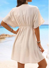 Embroidery Patchwork V Neck Beige Cover Up | thumb picture 
