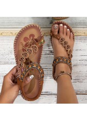 Dark Coffee Tribal Print Toe Post Falt