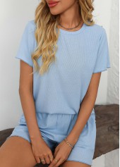 Light Blue Short Sleeve Lounge Top and Shorts | thumb picture 