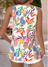 Multi Color Breathable Plants Print Sleeveless Tank Top | thumb picture 