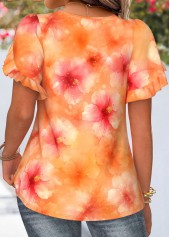 Orange Plus Size Floral Print Blouse | thumb picture 