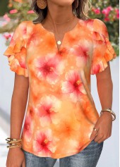 Orange Plus Size Floral Print Blouse | thumb picture 