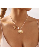 Gold Shell Alloy Detail Pearl Necklace | thumb picture 