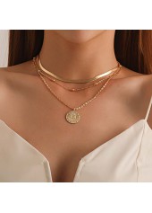 Gold Color Alloy Detail Round Necklace | thumb picture 