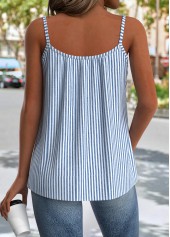 Blue Lightweight Striped Strappy Scoop Neck Camisole Top | thumb picture 