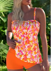 Two Piece High Waisted Ditsy Floral Print Tankini Set