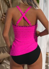 Jacquard Mid Waisted Hot Pink Tankini Set | thumb picture 