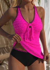 Jacquard Mid Waisted Hot Pink Tankini Set | thumb picture 