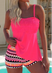 Two Piece High Waisted Geometric Print Tankini Set