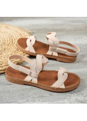 Beige Open Toe PU Leather Falt Sandals | thumb picture 