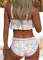Smocked Mid Waisted Ditsy Floral Print Bikini Set | thumb picture 