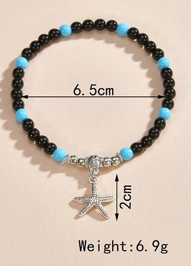Beaded Geometric Black Starfish Polyresin Anklet | picture 