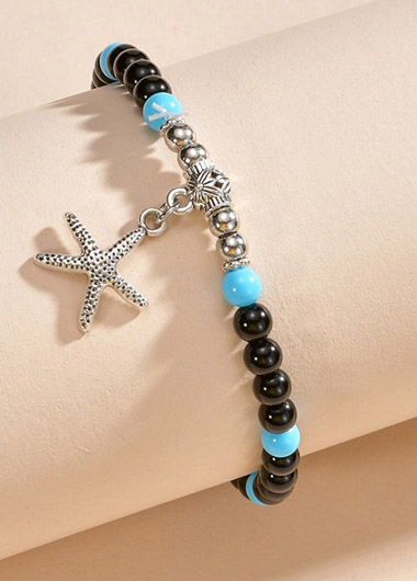 Beaded Geometric Black Starfish Polyresin Anklet | picture 