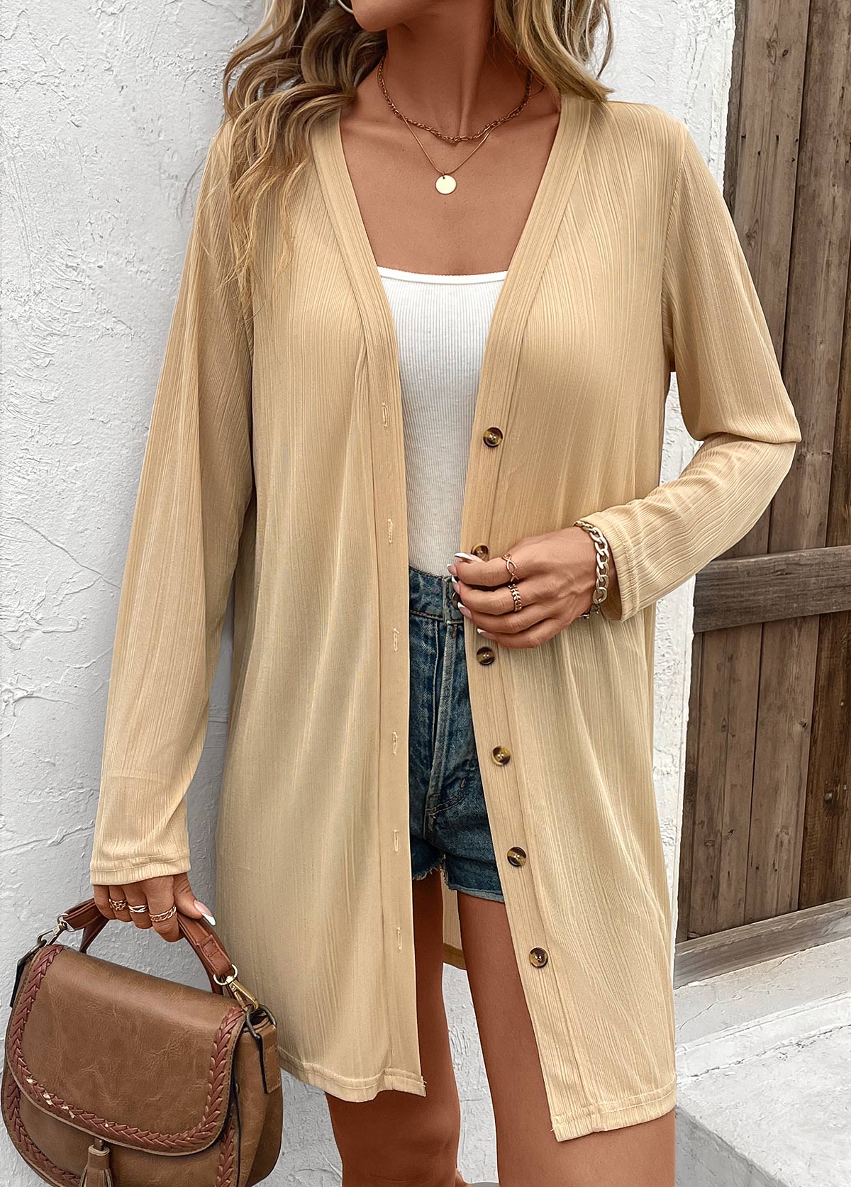 Lightweight Button Long Sleeve Light Cardigan | picture 