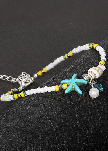 Yellow Color Alloy Detail Pearl Anklet | picture 