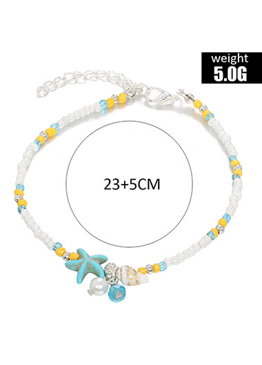 Yellow Color Alloy Detail Pearl Anklet | picture 