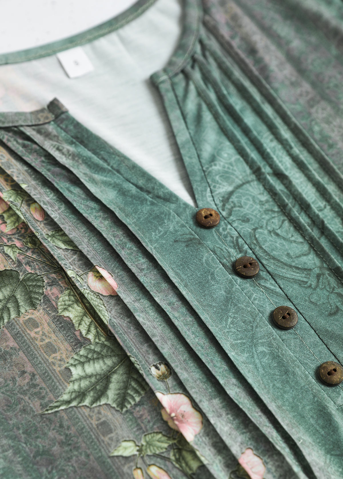 Plus Size Sage Green Tuck Stitch T Shirt | picture 