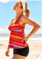 Rainbow Color Striped Double Straps Tankini Set | thumb picture 