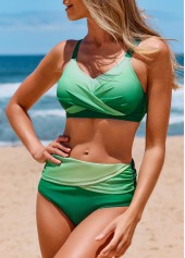 Criss Cross Ombre Green Bikini Top-No Bottom | picture 1