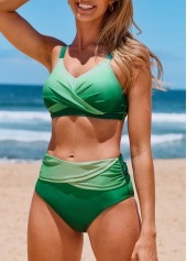 Criss Cross Ombre Green Bikini Top-No Bottom | picture 3