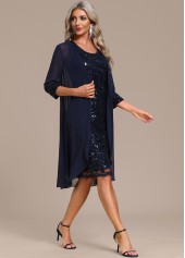 Navy Lace Sequin Shift Dress and Cardigan | thumb picture 