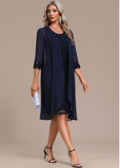 Navy Lace Sequin Shift Dress and Cardigan | thumb picture 