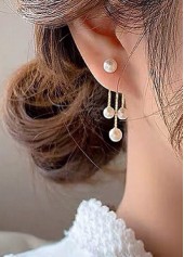 Pearl Detail Patchwork White Round Earrings | thumb picture 