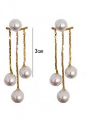 Pearl Detail Patchwork White Round Earrings | thumb picture 