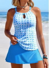 Cut Out Mid Waisted Geometric Print Tankini Set | thumb picture 