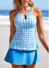 Cut Out Mid Waisted Geometric Print Tankini Set | thumb picture 