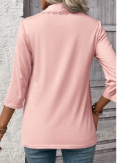 Light Pink 3/4 Sleeve Fake Two Piece Twinset | thumb picture 