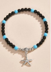 Beaded Geometric Black Starfish Polyresin Anklet | thumb picture 